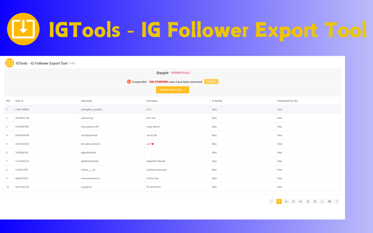 IGTools - IG Follower Export Tool